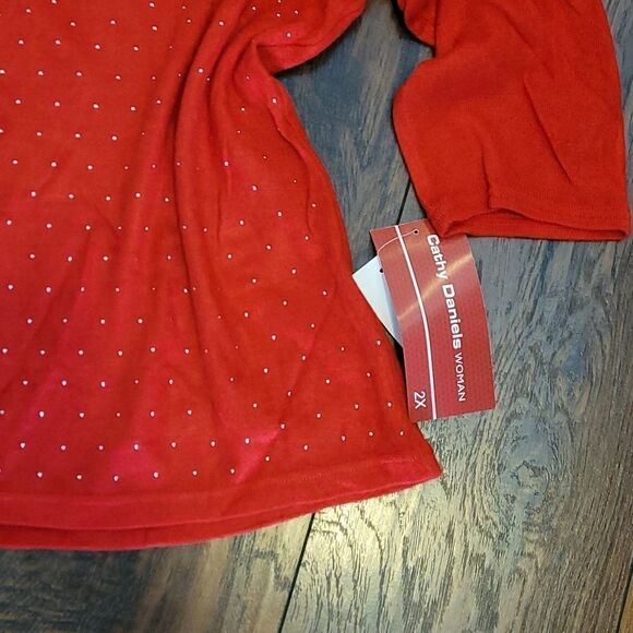 🤸♀️3 for 12🤸♂️ NWT Cathy Daniels Red Knit Sweater - Picture 2 of 4